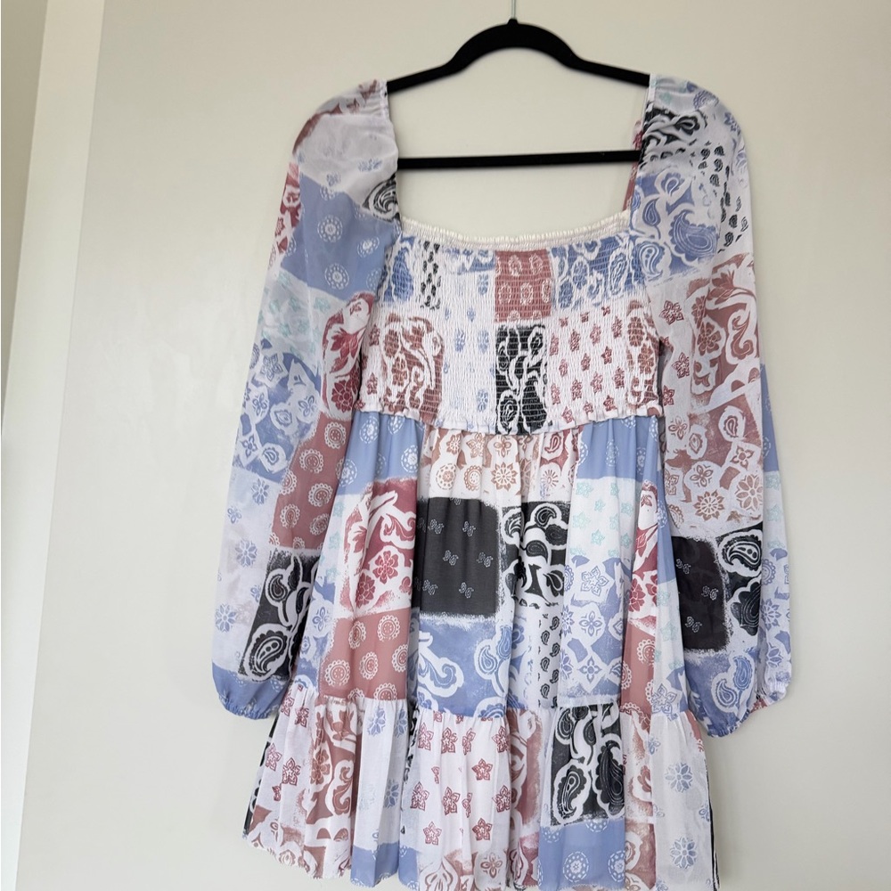 Aritzia Patchwork Long Sleeve Dress - Picture 2 of 4